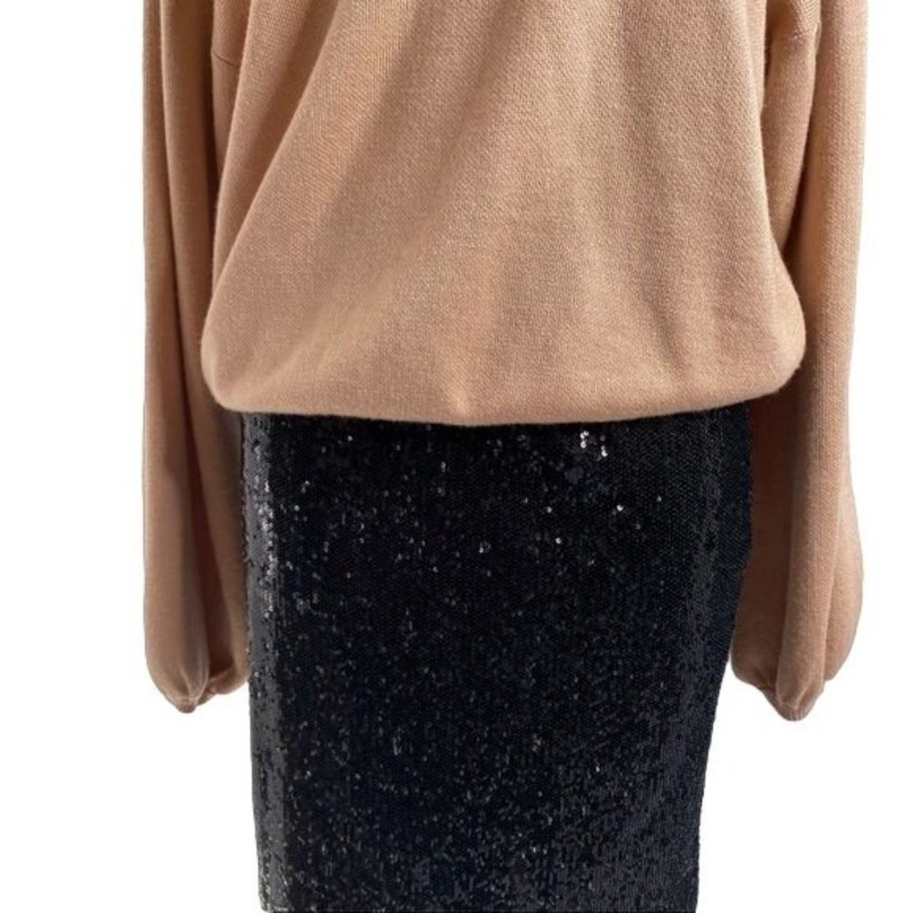 Poof! New York Oversized Mauv Crop Balloon Sleeve V=Neck Sweater Size L - Picture 4 of 12